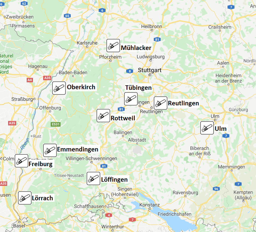 Mobile Motorsägenschule - Standorte